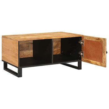 Mesa De Café - Mesa De Centro - Mesa Baja Natural 80 X 50 X 40 Cm Madera De Mango Maciza