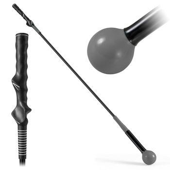 Costway Ayuda para Entrenamiento del Swing de Golf Palo de Práctica con Cabeza Pesada para Agarre Ritmo Flexibilidad Equilibrio Tempo Gris