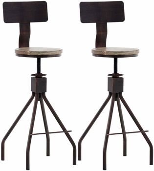 Set 2 taburetes industriales regulables en metal bronce