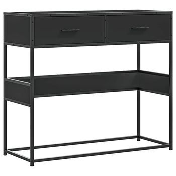 Mesa Consola，mesa De Entrada，mesa Auxiliar De Madera Contrachapada Negro 90x35x80 Cm