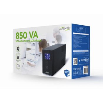 Sai Gembird 850VA Batería VRLA 20 Minutos Onda Sinusoidal Modificada LCD Protección Completa