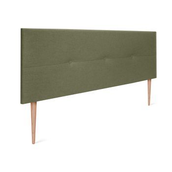 Cabecero De Lino Natural Con Botones 150x105cm Con Patas Camas 150 - Verde