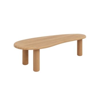 Mesa de centro ovalada de pino barnizado en color roble 130 cm