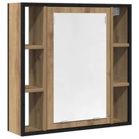 mueble de bano  armario de bano con espejo de roble artesanal 60x16x60 cm