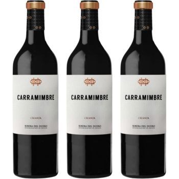 Carramimbre Crianza, Vino Tinto Español Con Uva Tempranillo 75 Cl 14,5 % Pack 3 Botellas