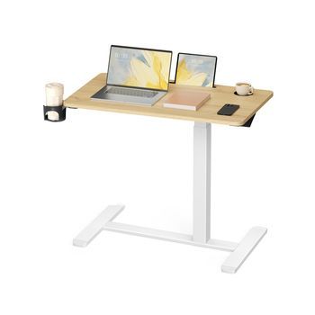 Mesa Auxiliar Regulable En Altura Con Pistón De Gas Y Ruedas Salón - Roble
