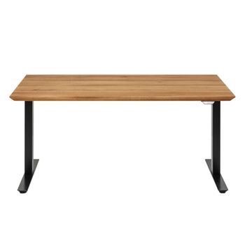 Escritorio ajustable de roble y acero negro L160