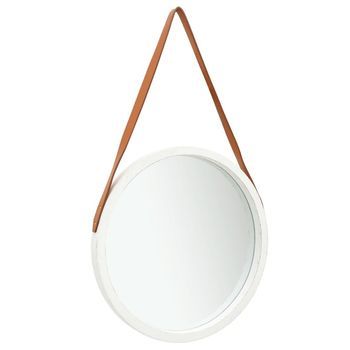 Espejo De Pared Con Correa Blanco 50 Cm Vidaxl
