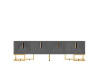 mueble tv 170x35x475 - puerta estructurada tiradores y pies dorados - gris