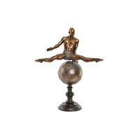 figura resina 36x19x46 gimnasta envejecido dorado