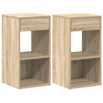 Mesillas De Noche Con Cajón 2 Uds Roble Sonoma 35x34x66,5 Cm Vidaxl