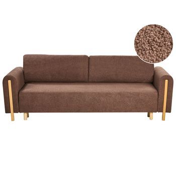 Sofá Cama De Bouclé Mecanismo Clic-clac Para Dormir Espacio De Almacenaje Minimalista Marrón Kvam