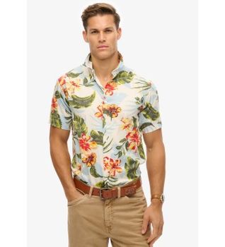 Superdry para hombre. M4010947A Camisa con estampado hawaiano multicolor (L), Casual, Modal, Manga corta