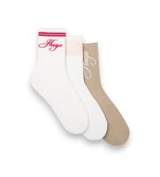 hugo para mujer 50564636 set 3 pares de calcetines sportylog blanco marron 35-38 homewear deportivo multicolor algodon