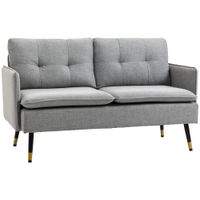 homcom sofa de salon 2 plazas moderno 4 cojines reposabrazos patas de acero carga 240 kg 139x68x80 cm diseno contemporaneo gris   aosom espana