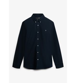 Superdry para hombre. M4011037A Camisa Classic Oxford L/S Eclipse marino (S), Algodón, Clásico, Manga larga
