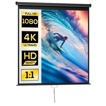 Pantalla de proyección de 99 pulgadas, proyector de vídeo, para cine en casa, 1: 4K HD 1, fijación a pared o techo, 189x7 x cm, Negro