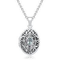 cadena de plata con medallon de topacio azul
