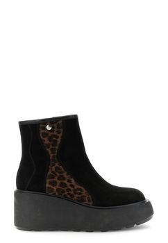 botines de cuña de ante con detalle de leopardo spotted black 39