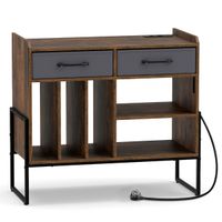 costway soporte para vinilos estandar europeo con cajones de tela gris oscuro y 5 compartimentos estructura metalica negra paneles industriales 76x355x685 c