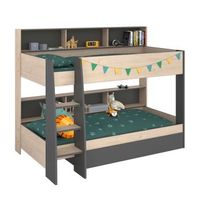 litera infantil mouse 90x200 cm dormitorio juvenil en color roble jackson y gris oscuro
