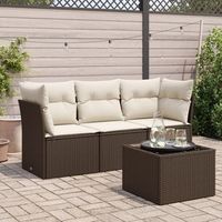 set de sofas de jardin 4 uds  juego de muebles de jardin y cojines ratan sintetico marron cfw64866