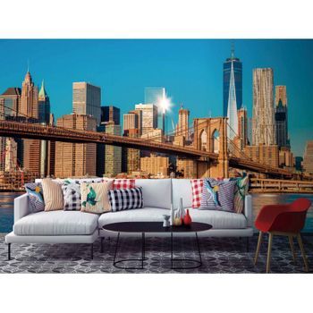 Fotomural Vinilo Amanecer En El Puente De Brooklyn 600 X 300 Cm