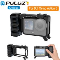 puluz para dji osmo action 6 soporte de camara con empunadura de liberacion rapida abs accesorios de agarre de mano con zapata fria para fotografia callejera