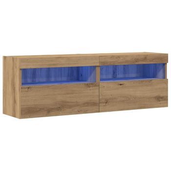 Mueble De Tv Montado En La Pared Con Led 2 Pcs Roble Artisan Vidaxl