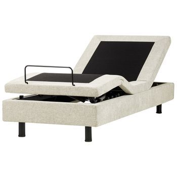 Cama Articulada Eléctrica Moderna Mando A Distancia Ajustable Tapicería De Tela Beige 90 X 200 Cm Castellan