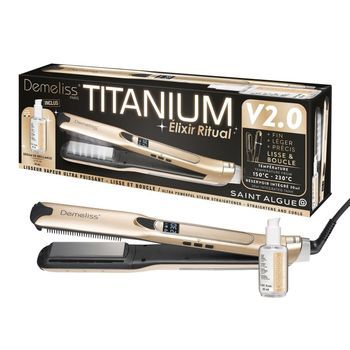 Plancha De Titanio Con Vapor V2 Con  Set Alisador Elixir Ritual Saint Algue