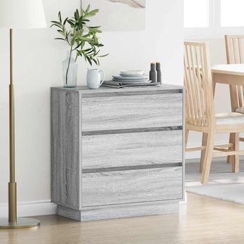 Mesita De Noche - Mueble Para Dormitorio - Madera De Ingeniería - Gris (71x34.5x75cm)