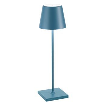 Lámpara De Mesa Led Zafferano Poldina Pro Azul Avio Recargable Regulable Hasta 12 H Ip65 Apta Exterior
