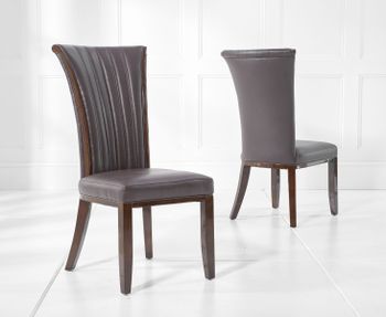 Alpine Brown Leather Dining Chairs - Brown