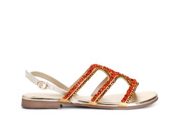 sandalias con aplicaciones multi coral 37
