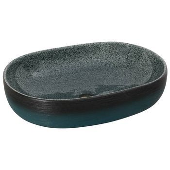Lavabo Sobre Encimera | Lavabo De Baño Moderno Ovalado Cerámica Turquesa 59x40x14 Cm