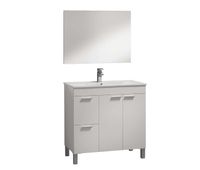 mueble de bano sabela estilo contemporaneo en color blanco brillo con 2 cajones y 2 puertas 80x80x45 cm lavabo opcional