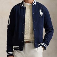 polo ralph lauren cotton-blend jersey baseball jacket - s