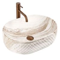 lavabo sobre encimera rea oktawia saturn ovalado beige 50 x 355 x 15 cm
