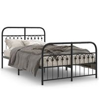 cama doble  cama para adultos  estructura de cama cabecero y estribo metal negro 120x200 cm