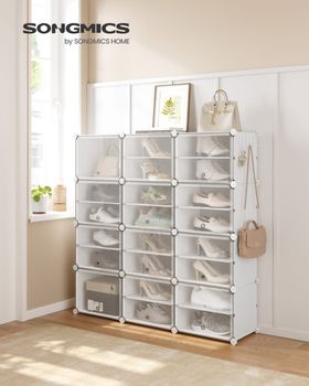 Zapatero modular 48 pares de plástico blanco