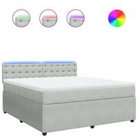 cama box spring con colchon terciopelo gris claro 180x200 cm