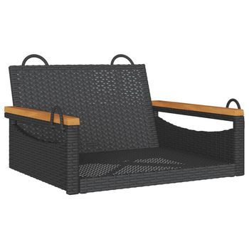 Banco Columpio | Banco De Jardín De Ratán Sintético Negro 63x62x40 Cm