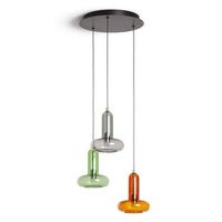 lampara colgante led 15w aluminio y cristal fontans 3 focos multicolor