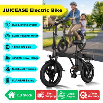 Bicicleta Eléctrica JUICEASE X14/X14PRO 2026 Actualizada, 40-55KM de Autonomía Ultra Larga, Neumáticos de 14 Pulgadas, Bicicleta Eléctrica Todoterreno, Modo de Velocidad Ajustable, Potente Bicicleta