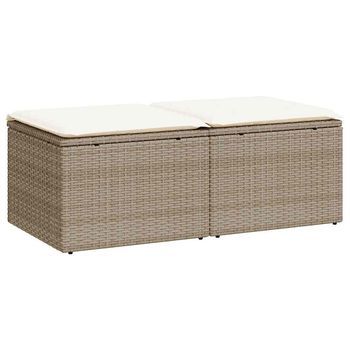 Set Sofás Jardín Y Cojines 2 Piezas Ratán Sintético Acacia Beige