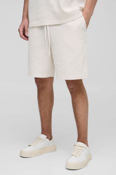 Pantalón Corto Holgado De Tela Gofre Con Bordado Man, Cream