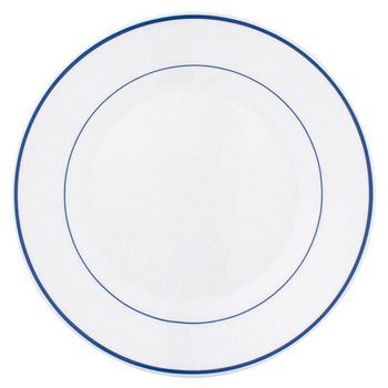 Set 6 Platos Llanos Opal 23cm Arcoroc Rest. F/azul - Blanco Apto Microondas