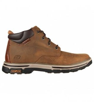 Skechers para hombre. 204394 Botines de piel Segment 2.0 Brodgen marrón (42), Plano, Cordones, Casual