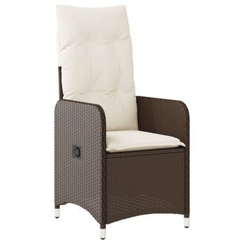 Sillón Reclinable De Jardín | Silla De Jardín Con Cojines Ratán Sintético Marrón
